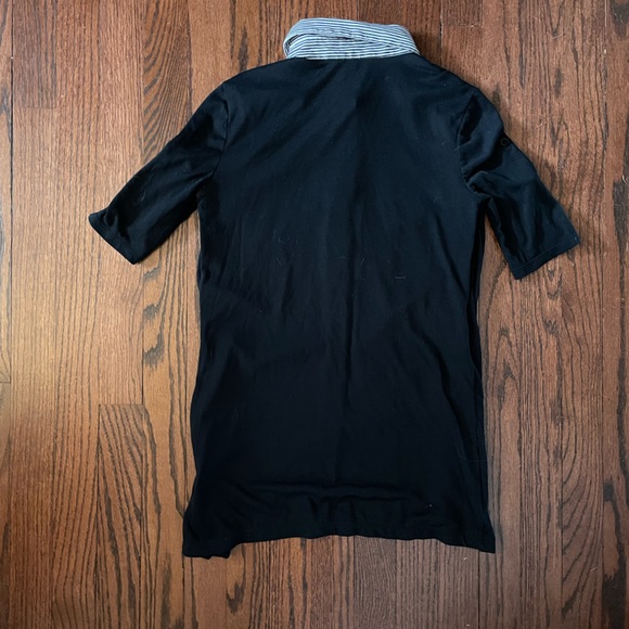 Dark Academia Black Short Sleeve Pinstripe Blouse and Cardigan - Picture 3 of 4